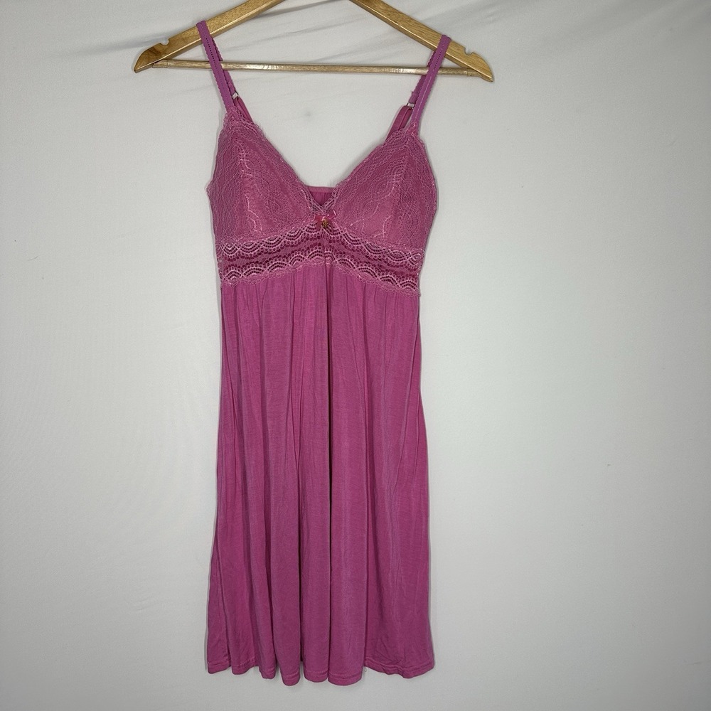 pink Daisy Fuentes lace chemise spaghetti straps slip dress medium Babydoll